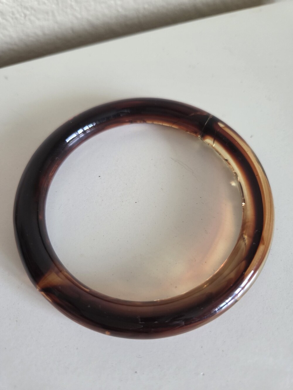 vintage tortoise shell resin acrylic chunky bangle bracelet faux amber - Picture 3 of 4